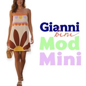 Gianni Bini
Kourtney Square Neck Sleeveless Linen Blend Retro Mod Mini Dress M